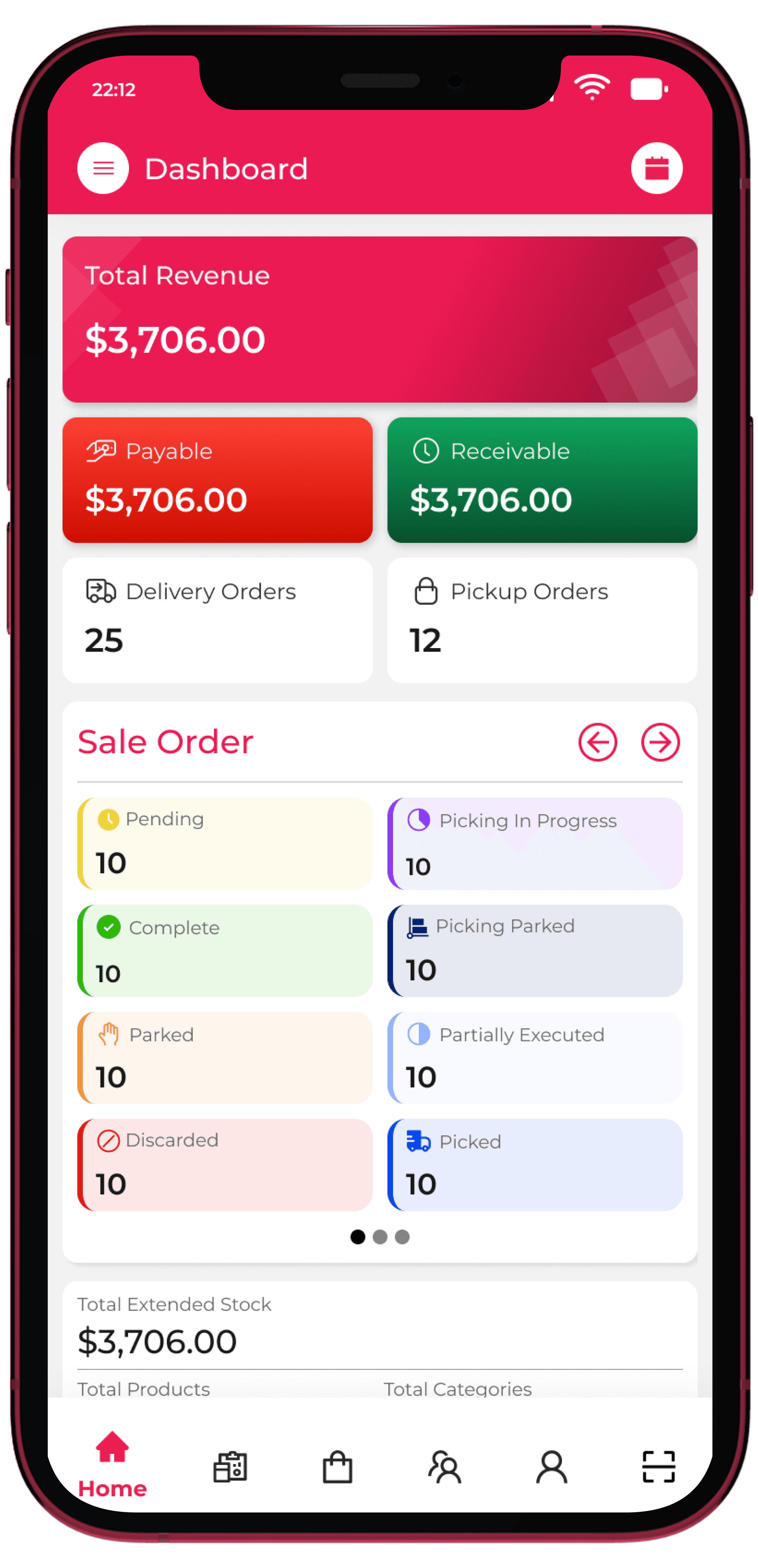 Warehouse Mobile App Dashboard